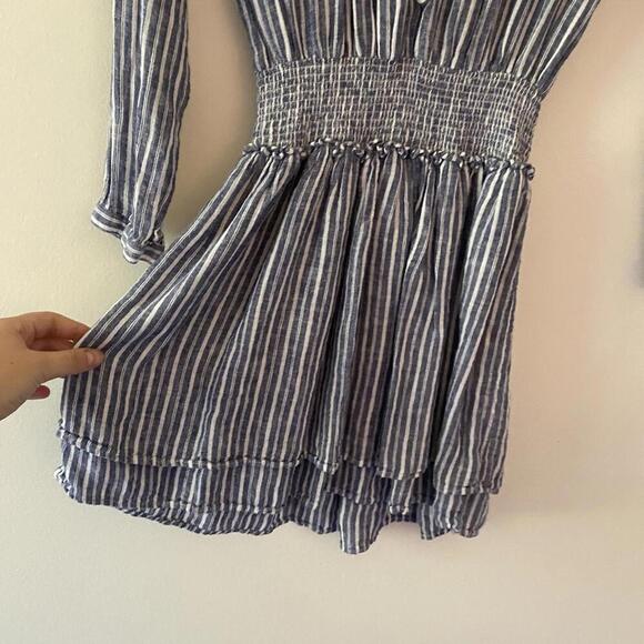 RAILS blue and white jasmine stripe linen long sleeve dress - Picture 7 of 7